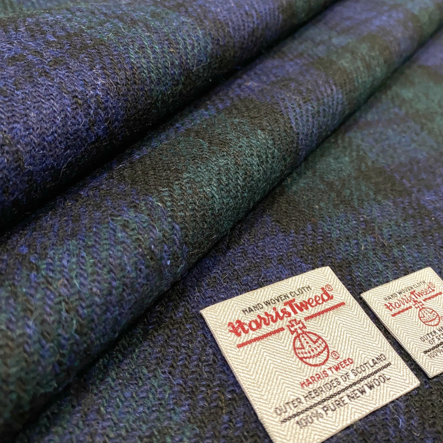 Black Watch Blue & Green Tartan Harris Tweed - BY THE METRE / HALF