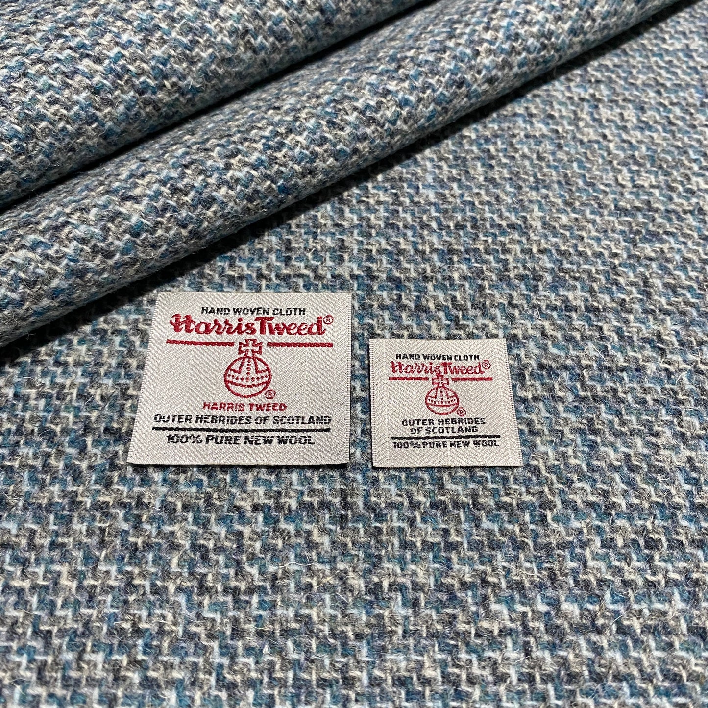 Blue & Natural Tones Tile Weave Harris Tweed - BY THE METRE / HALF