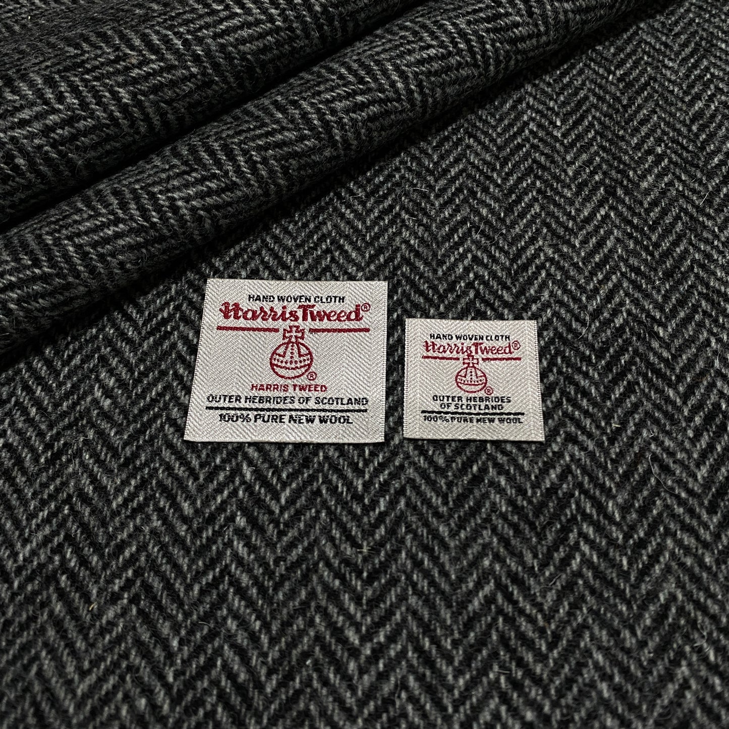 Black & Grey Herringbone Harris Tweed - BY THE METRE / HALF
