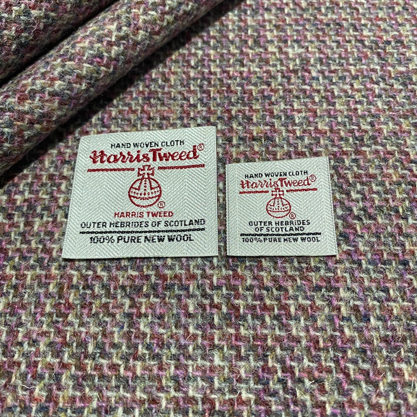 Pink & Natural Tones Tile Weave Harris Tweed - BY THE METRE / HALF