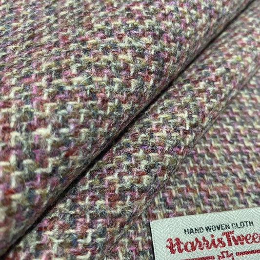 Pink & Natural Tones Tile Weave Harris Tweed