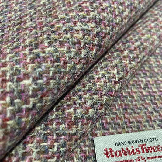 Pink & Natural Tones Tile Weave Harris Tweed - BY THE METRE / HALF