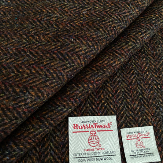 Brown & Red Rainbow Herringbone Harris Tweed