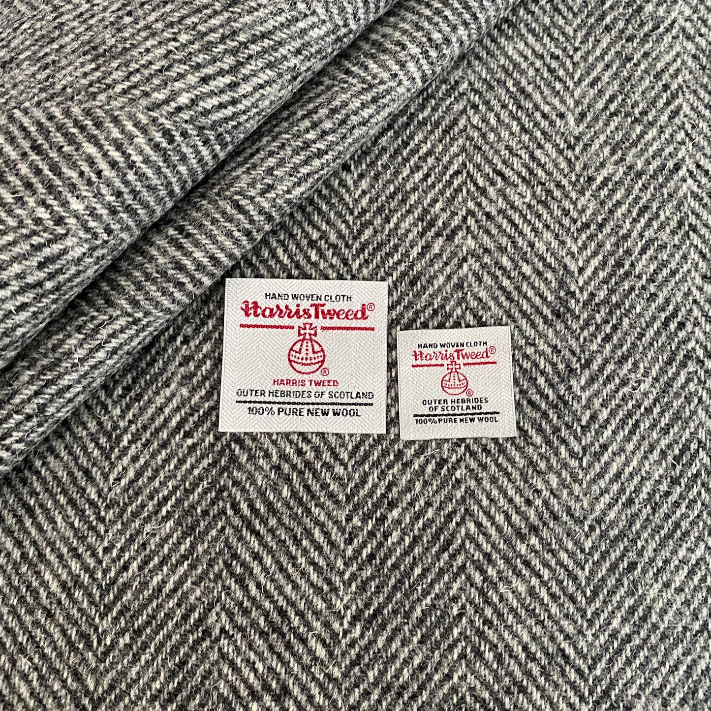 Light & Mid Grey Wide Herringbone Harris Tweed