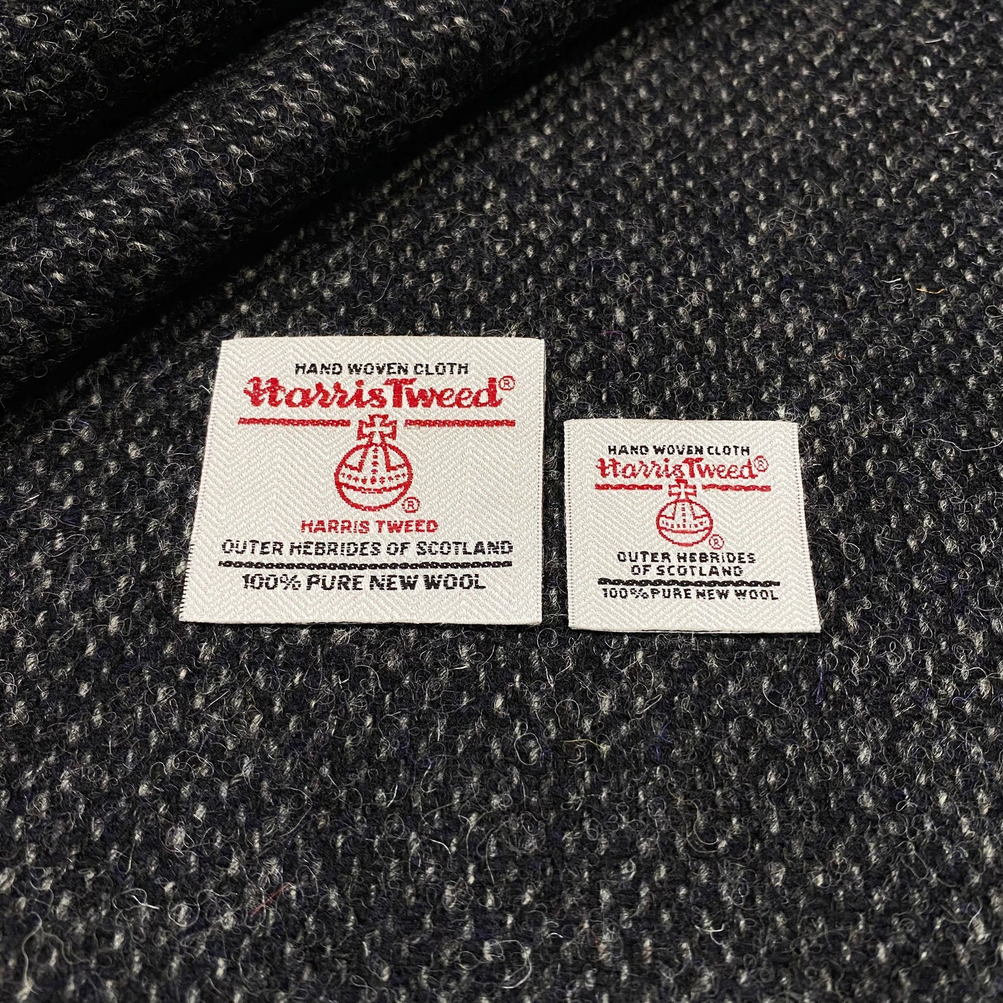 Black / Blue With Grey Pin Dot Harris Tweed - BY THE METRE / HALF
