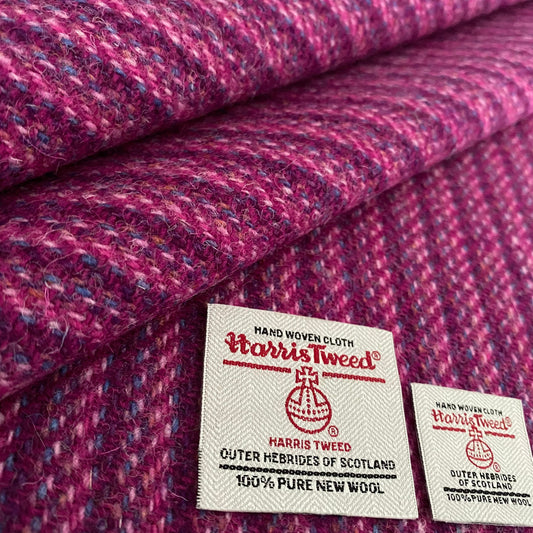 Pink & Purple Stripe Harris Tweed - BY THE METRE / HALF
