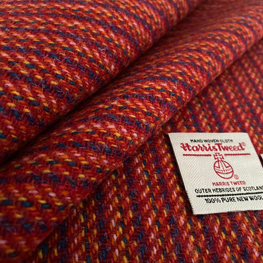 Red Multi Stripe Harris Tweed - BY THE METRE / HALF