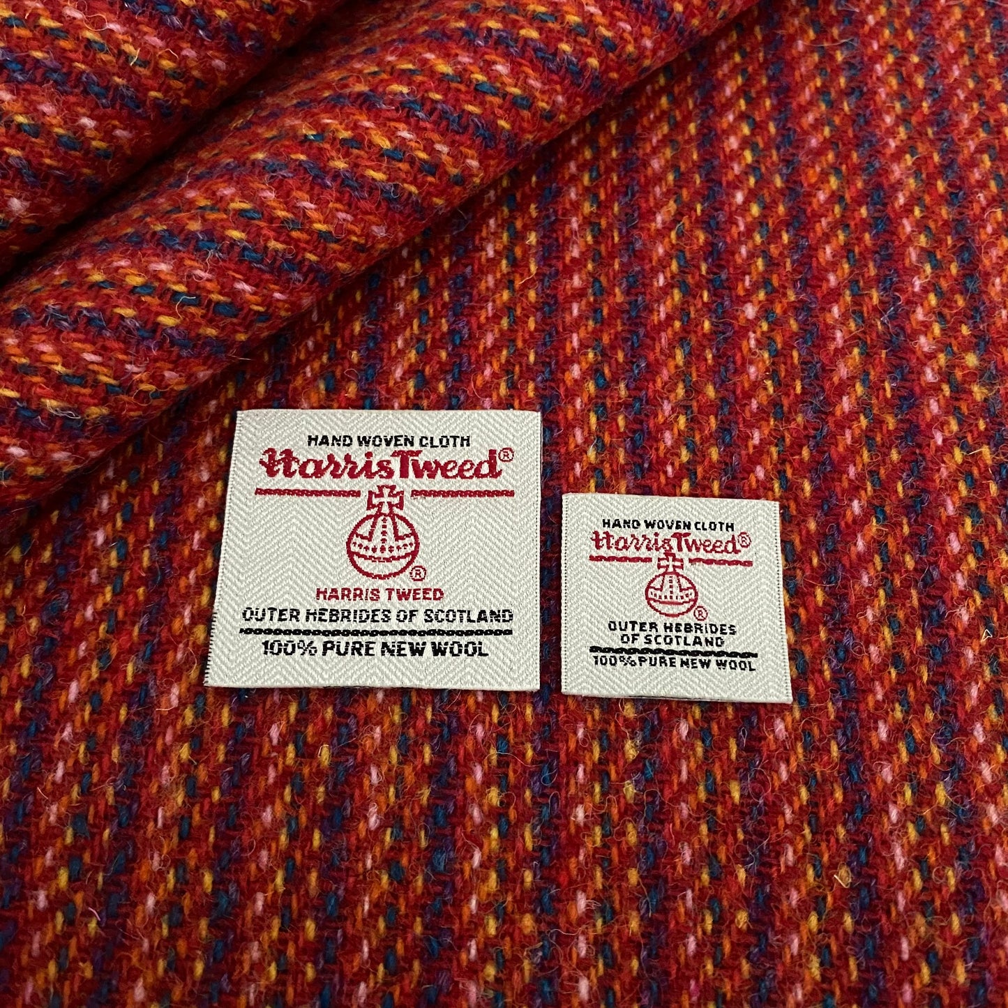 Red Multi Stripe Harris Tweed - BY THE METRE / HALF