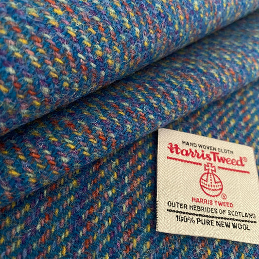 Blue Multi Stripe Harris Tweed - BY THE METRE / HALF