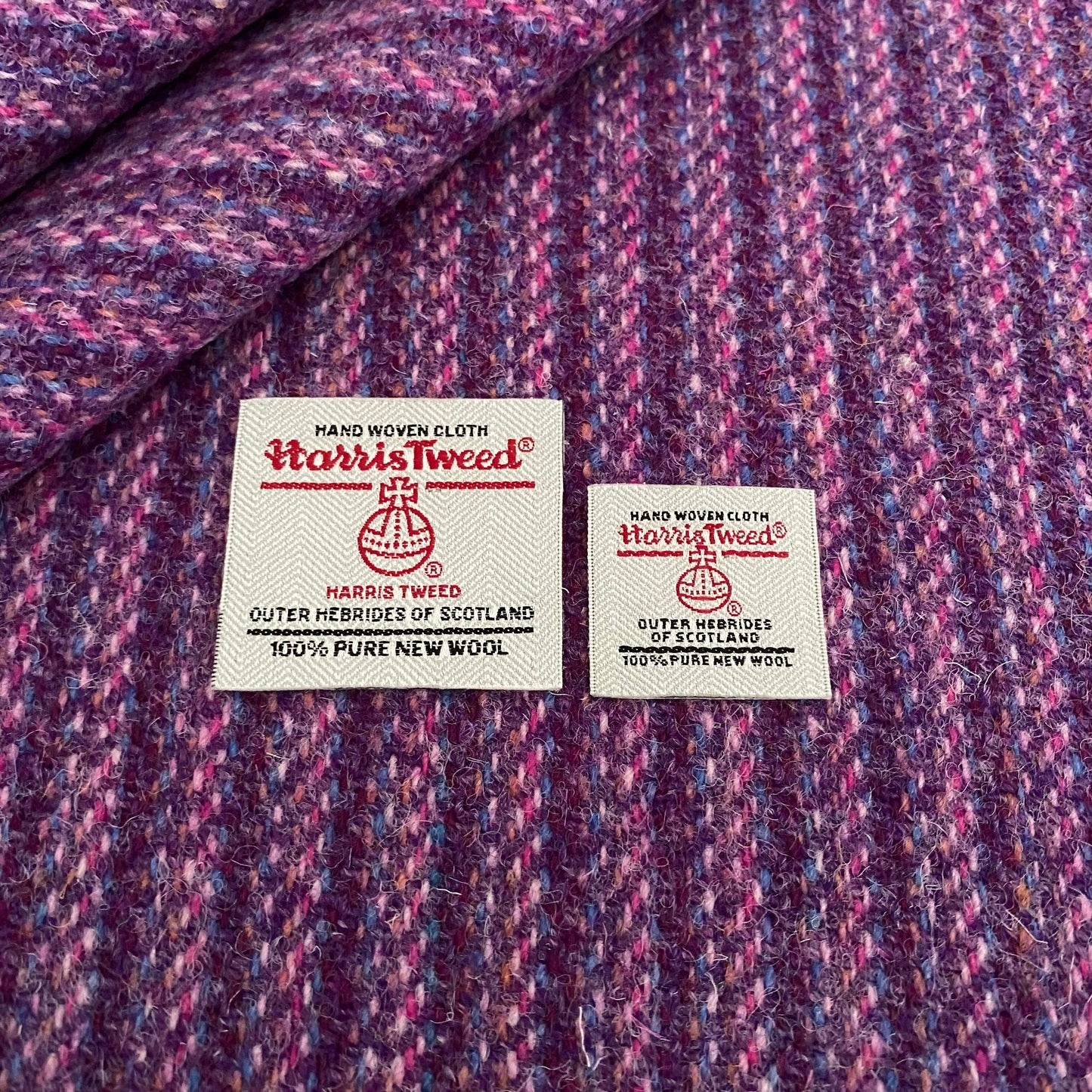 Purple & Pink Stripe Harris Tweed - BY THE METRE / HALF