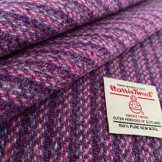 Purple & Pink Stripe Harris Tweed - BY THE METRE / HALF