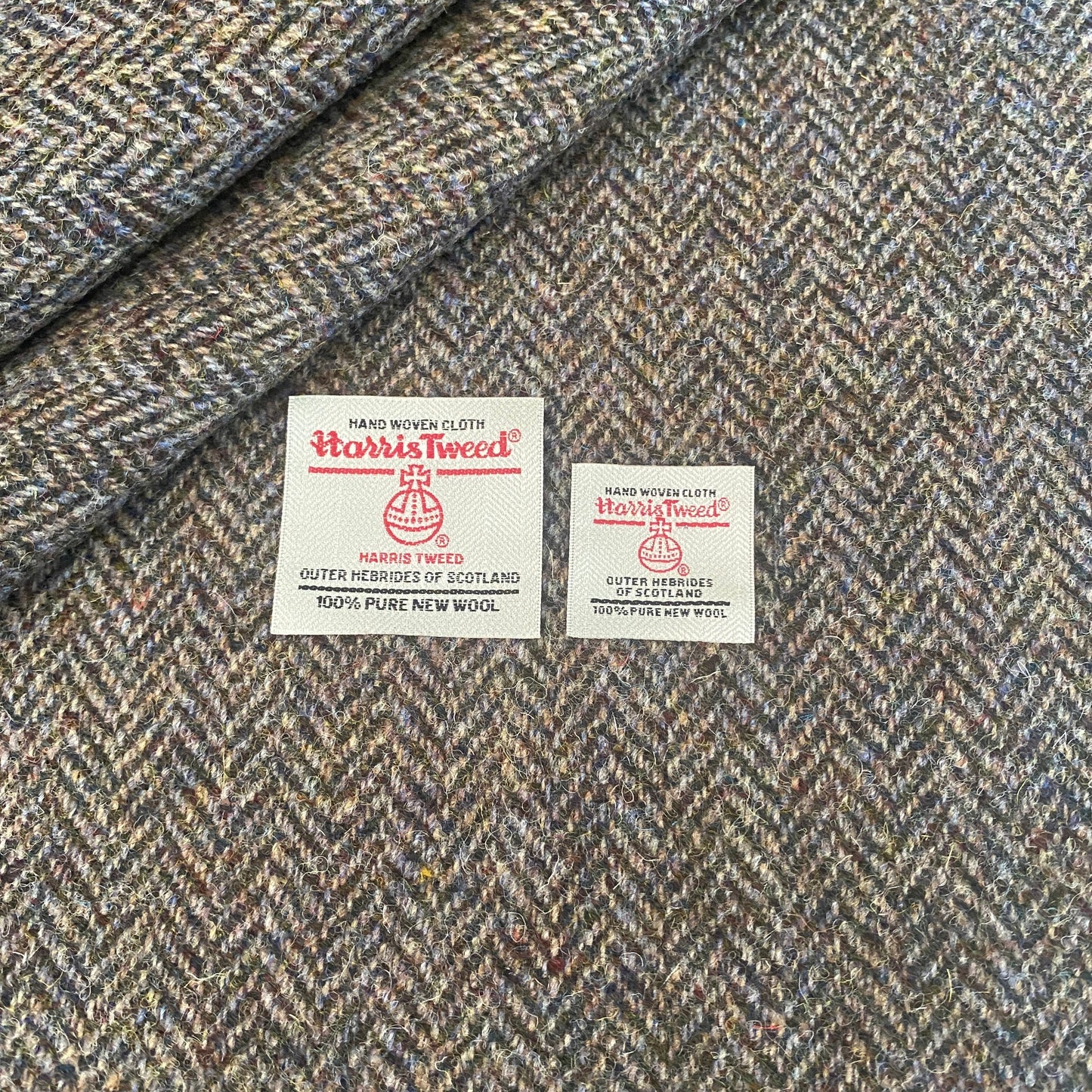 Brown & Blue Tones Herringbone Harris Tweed - BY THE METRE / HALF