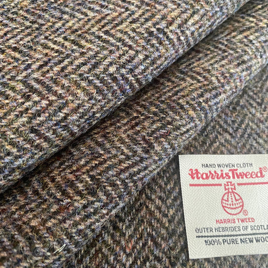 Brown & Blue Tones Herringbone Harris Tweed - BY THE METRE / HALF