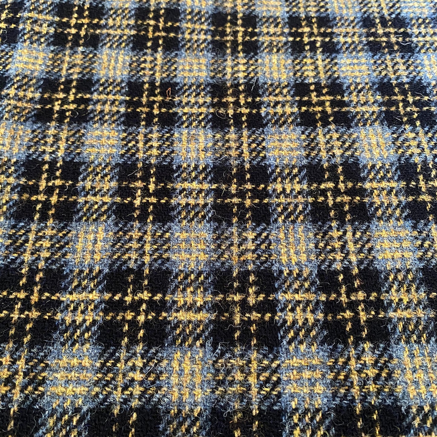 Dark Navy, Slate Blue & Golden Check Harris Tweed