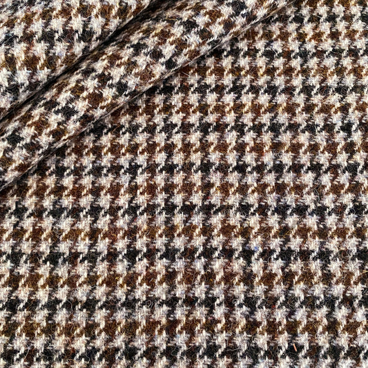 Brown & White Houndstooth Harris Tweed