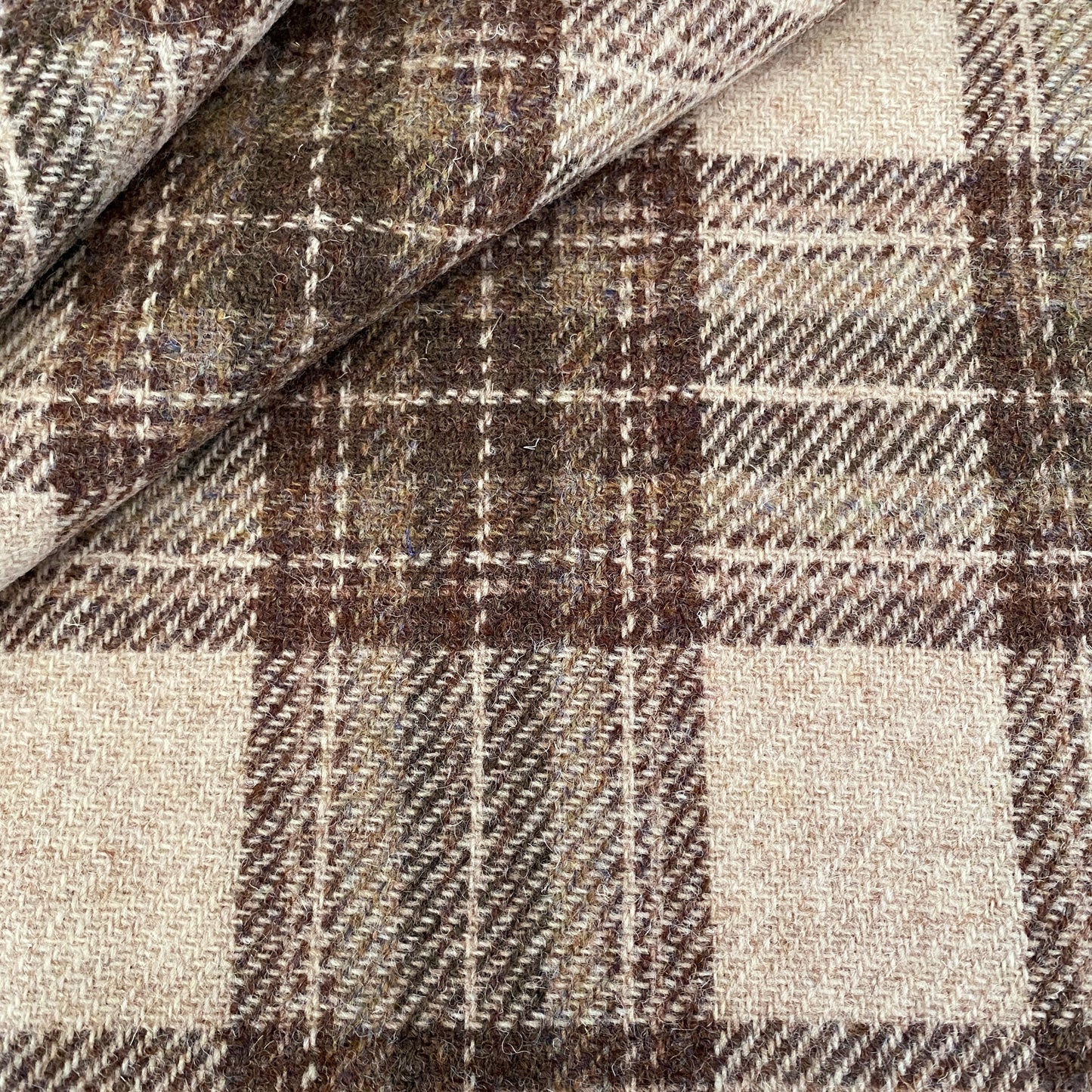 Brown & Oatmeal Tartan Check Harris Tweed