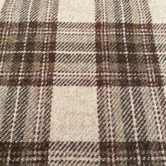 Brown & Oatmeal Tartan Check Harris Tweed