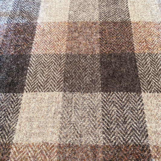 Brown & Beige Tones Herringbone Check Harris Tweed