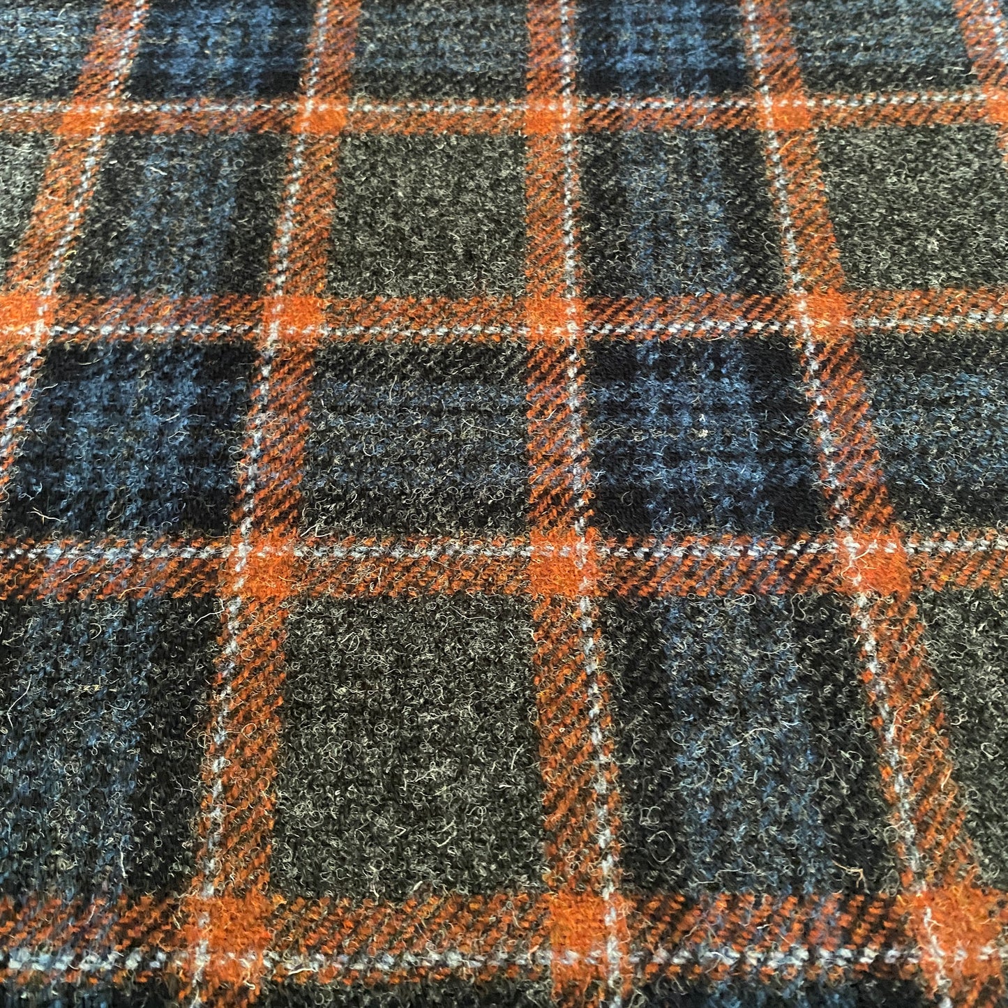 Grey, Blue & Rust Tartan Harris Tweed