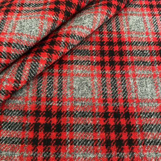 Red, Black & Grey Tartan Harris Tweed