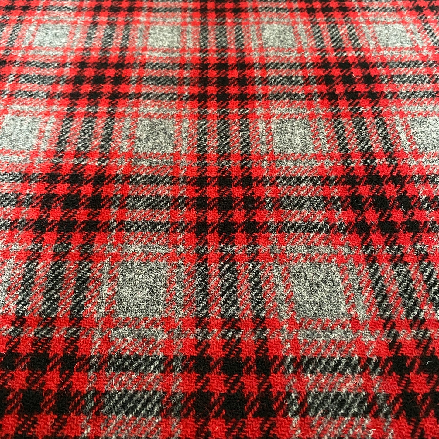 Red, Black & Grey Tartan Harris Tweed