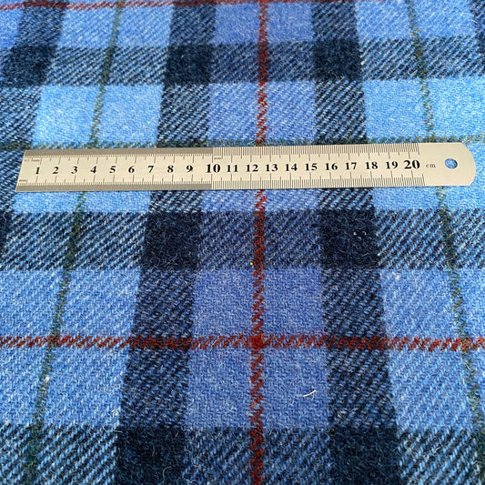 Blue Tartan with Red & Green Overcheck Harris Tweed