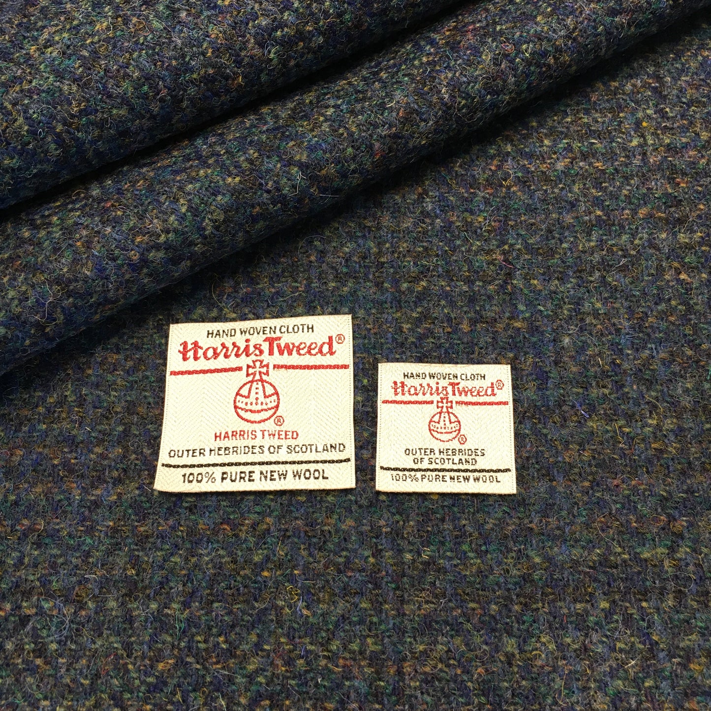 Blue & Green Tones Herringbone Harris Tweed - BY THE METRE / HALF