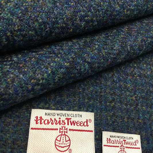 Blue & Green Tones Herringbone Harris Tweed - BY THE METRE / HALF