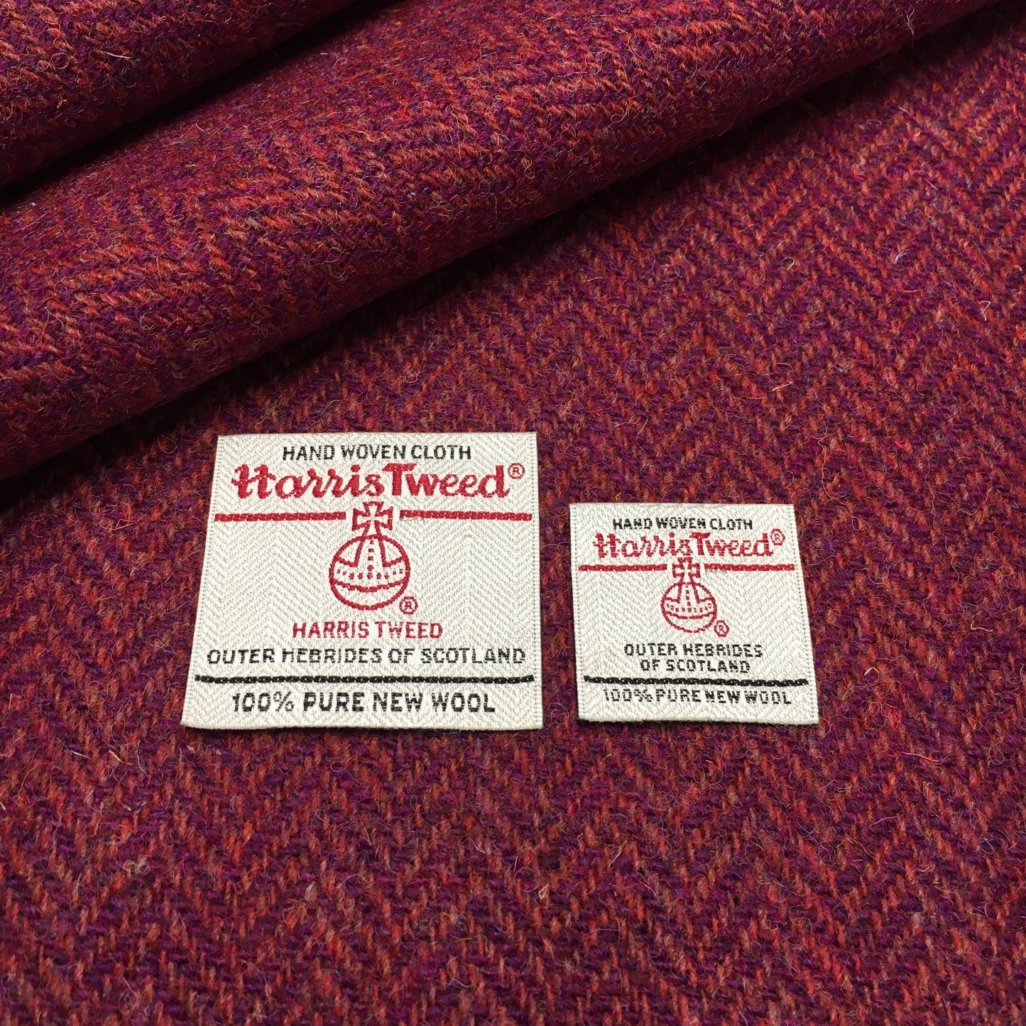 Mixed Berry Herringbone Harris Tweed - BY THE METRE / HALF