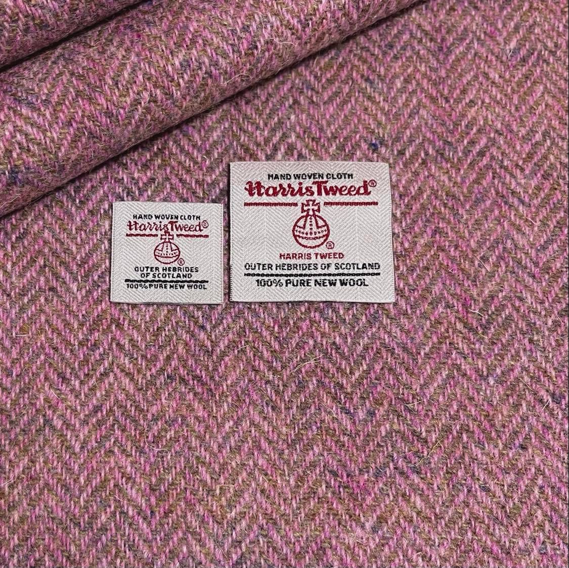 Pastel Pink & Green/Blue Herringbone Harris Tweed - BY THE METRE / HALF