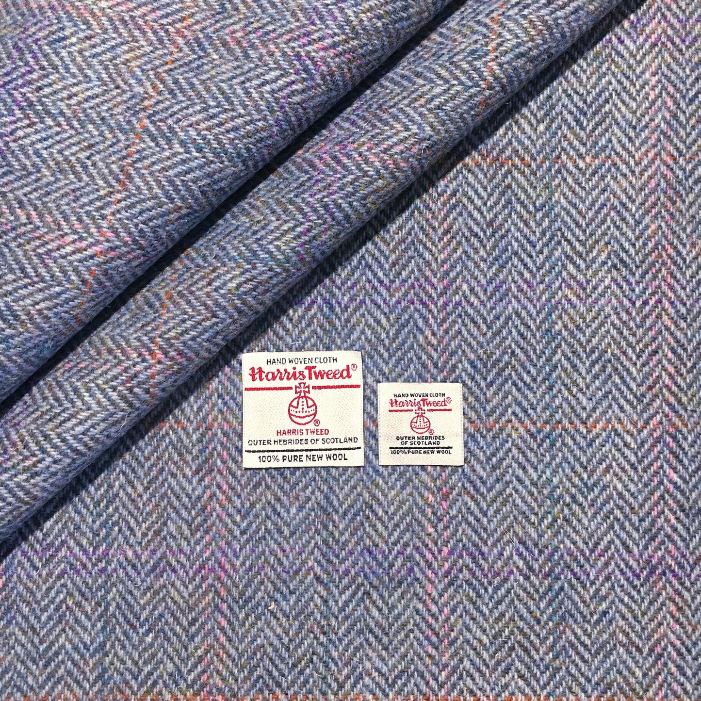 Rainbow Blue Herringbone Harris Tweed - BY THE METRE / HALF