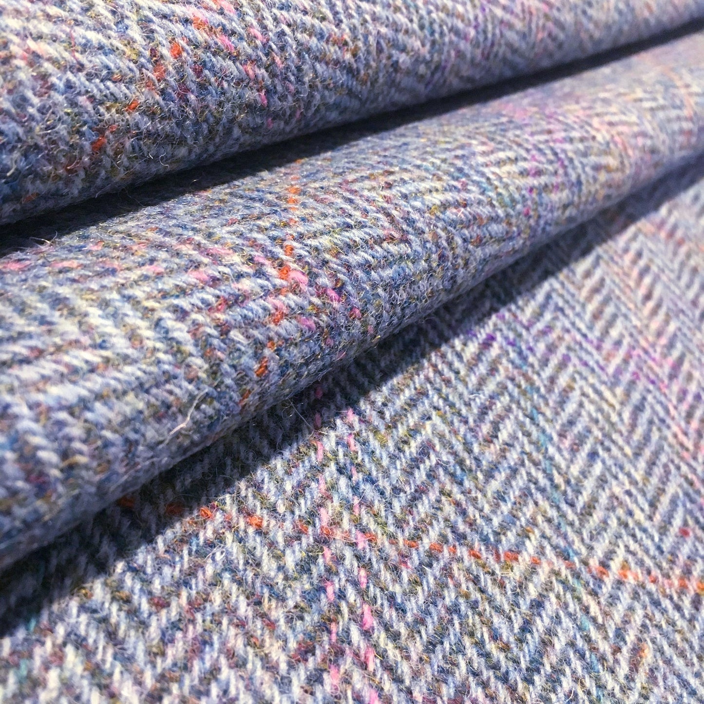 Rainbow Blue Herringbone Harris Tweed - BY THE METRE / HALF