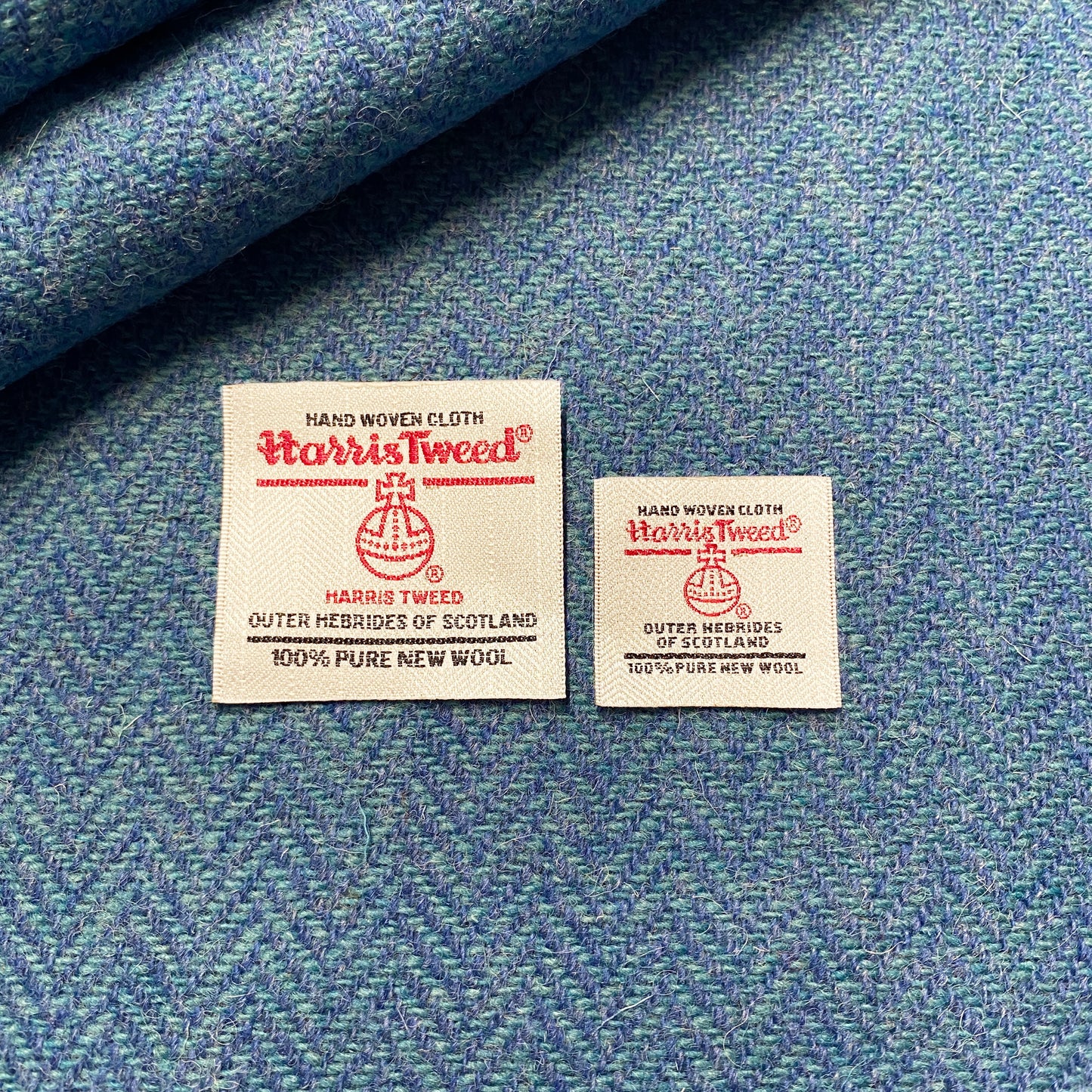 Mid Blue & Aqua Herringbone Harris Tweed