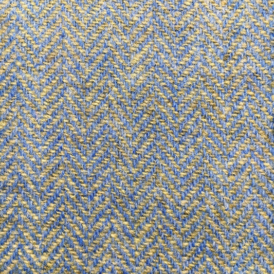 Blue & Yellow/Green Herringbone Harris Tweed - BY THE METRE / HALF