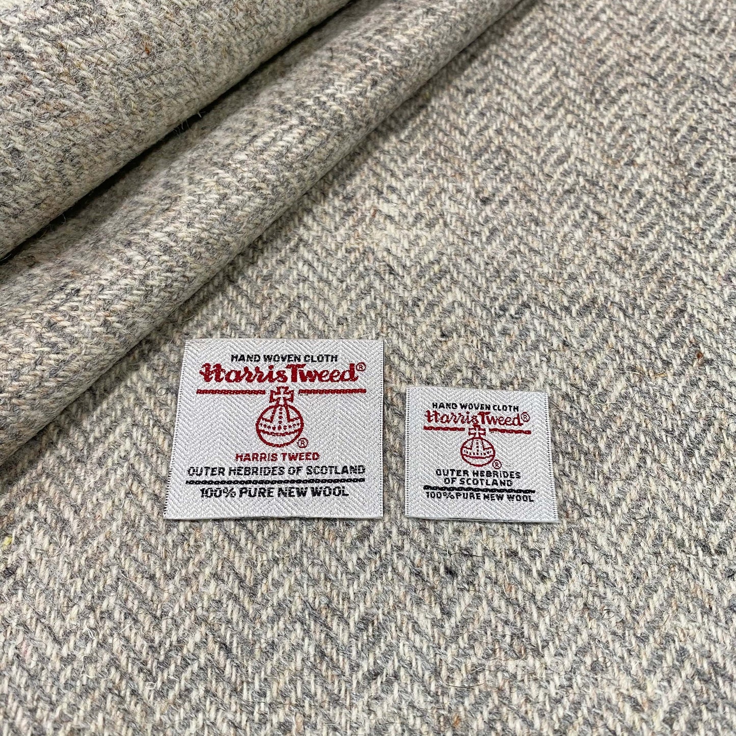 Grey & Oatmeal Herringbone Harris Tweed - BY THE METRE / HALF