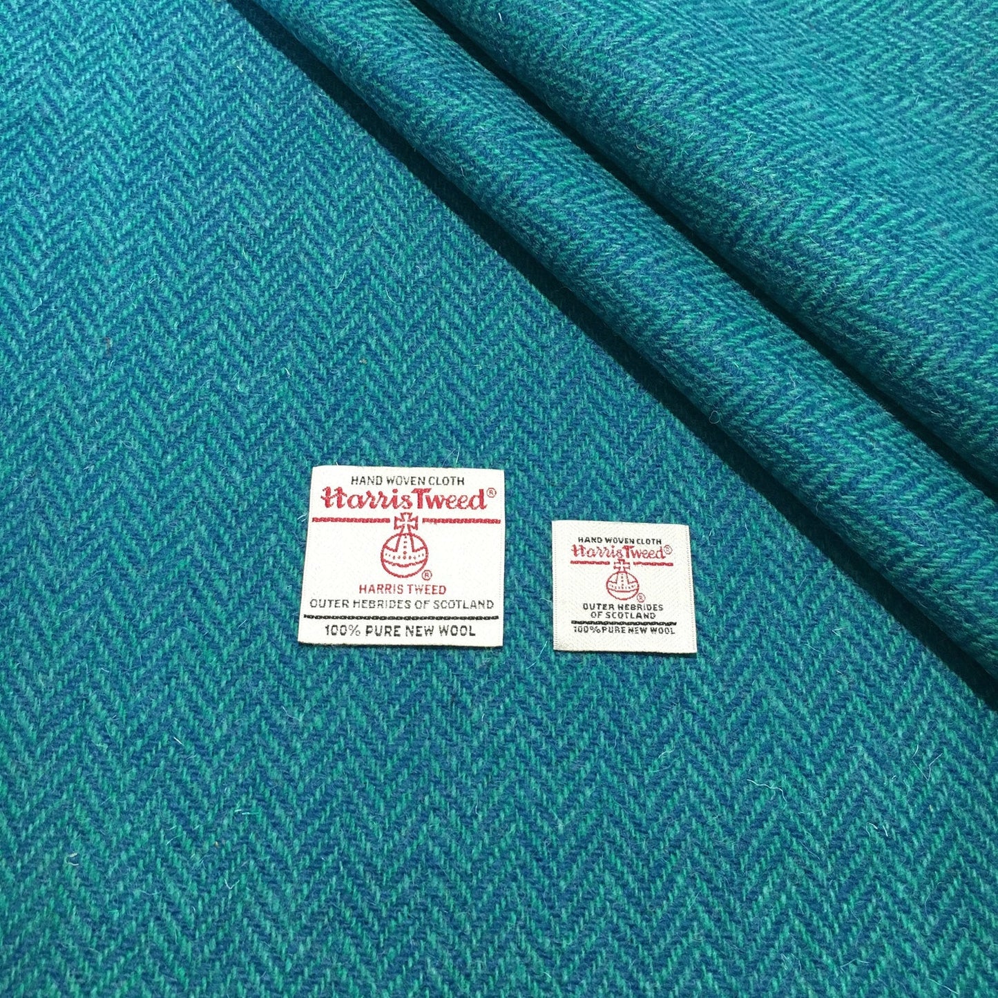 Teal & Turquoise Herringbone Harris Tweed - BY THE METRE / HALF