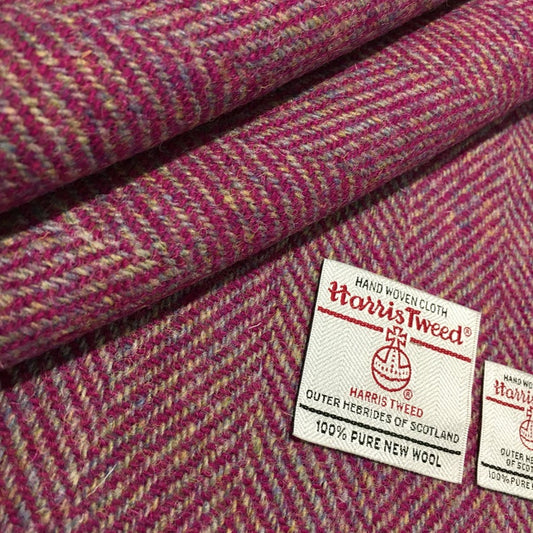 Cerise & Multi Blue/Green Wide Herringbone Harris Tweed