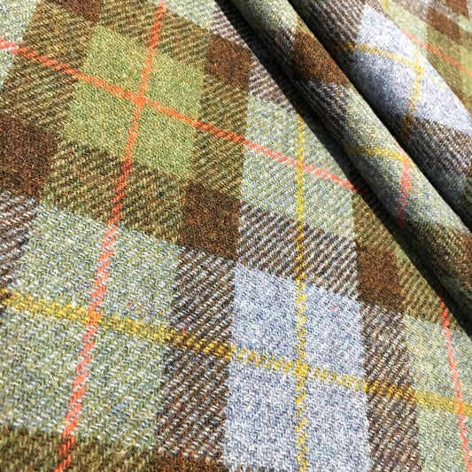 Hunting MacLeod Tartan / Blue & Green Tartan Check Harris Tweed - BY THE METRE / HALF
