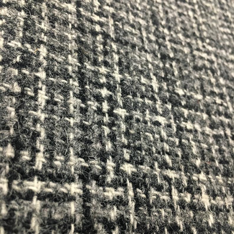 Black, Grey & White Basket Weave Harris Tweed - BY THE METRE / HALF