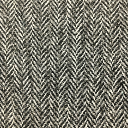 Black & Grey/White Herringbone Harris Tweed - BY THE METRE / HALF