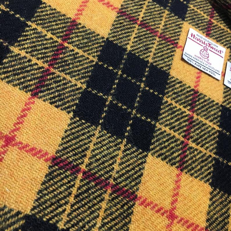 Dress MacLeod of Lewis Tartan / Yellow & Black Tartan Harris Tweed - BY THE METRE / HALF