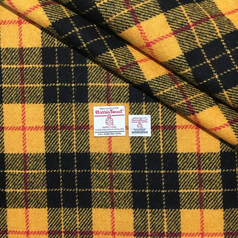 Dress MacLeod of Lewis Tartan / Yellow & Black Tartan Harris Tweed - BY THE METRE / HALF