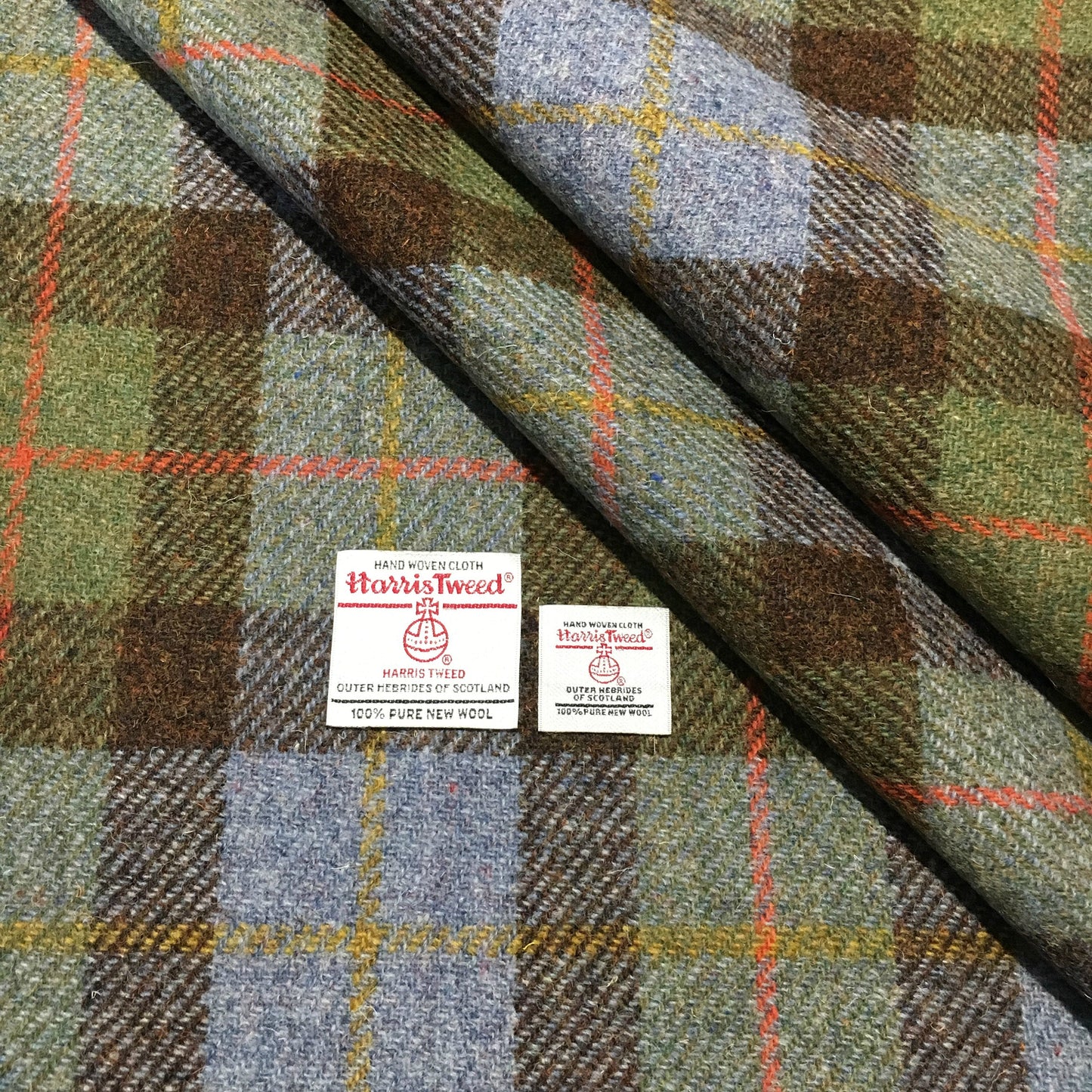 Hunting MacLeod Tartan / Blue & Green Tartan Check Harris Tweed - BY THE METRE / HALF