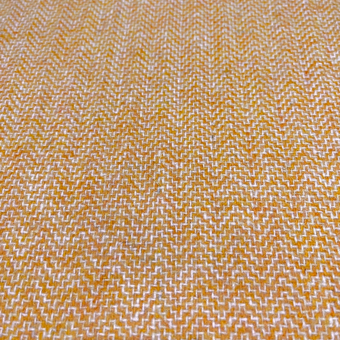 Lemon Sherbet Yellow & White Herringbone Harris Tweed - BY THE METRE / HALF