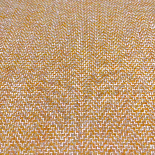 Lemon Sherbet Yellow & White Herringbone Harris Tweed - BY THE METRE / HALF
