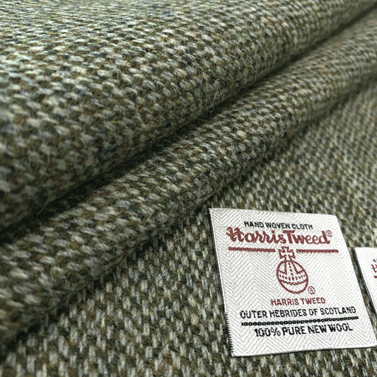 Olive Green Barleycorn Weave Harris Tweed