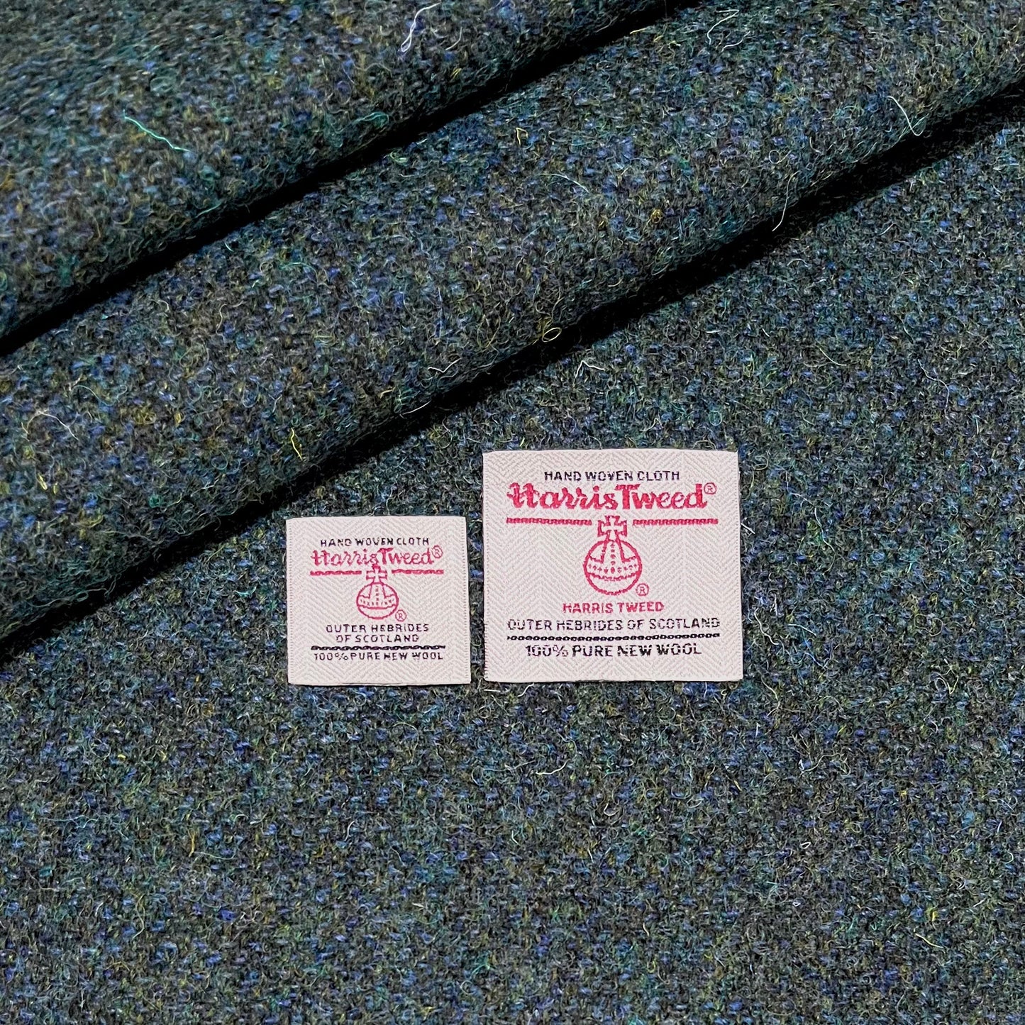 Deep Blue & Peacock Green Marl Harris Tweed - BY THE METRE / HALF