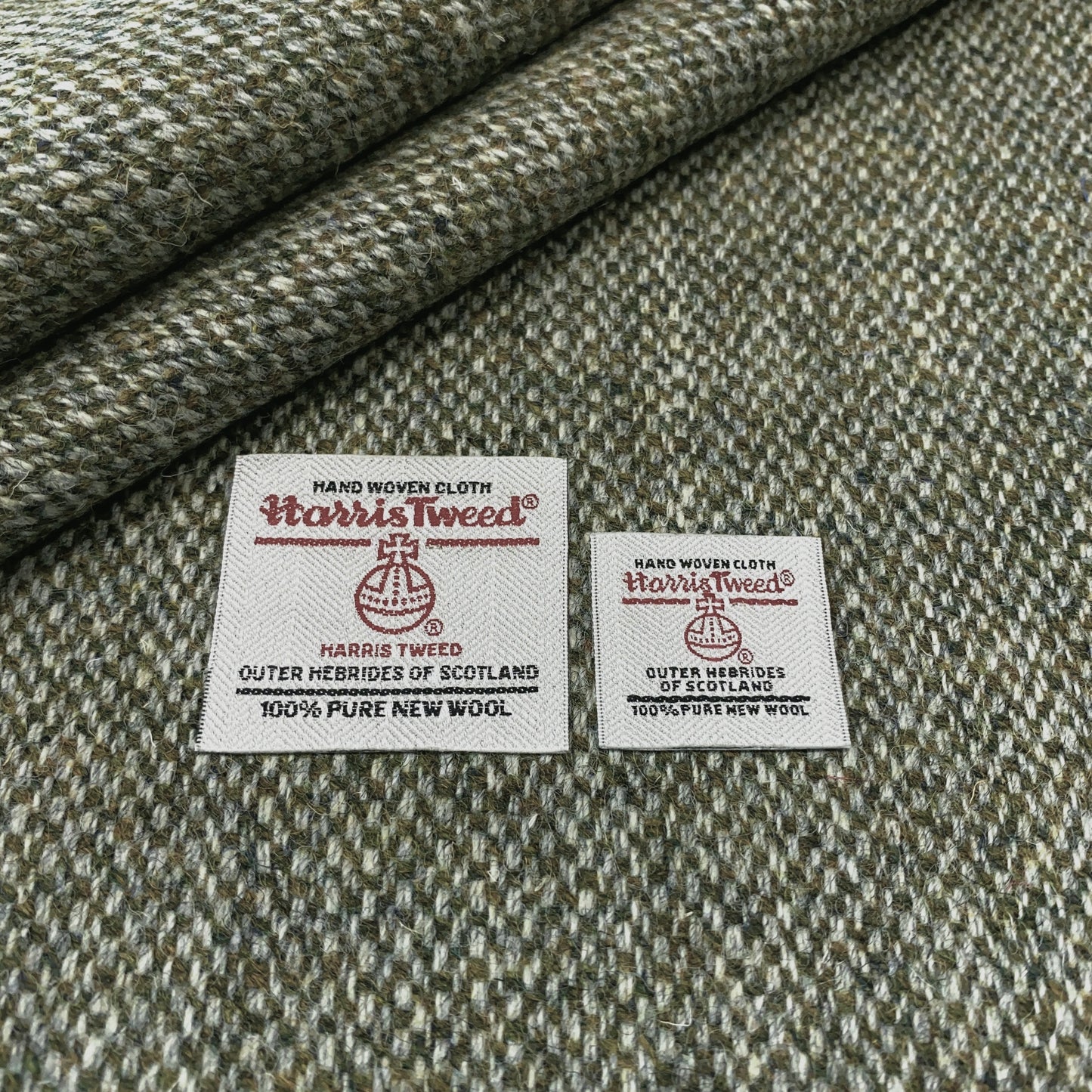 Olive Green Barleycorn Weave Harris Tweed