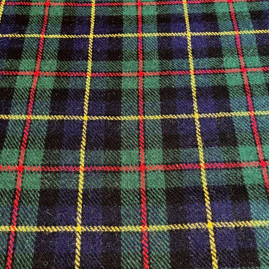 MacLeod of Harris Tartan / Blue & Green Tartan with Red & Yellow Overcheck Harris Tweed - BY THE METRE / HALF