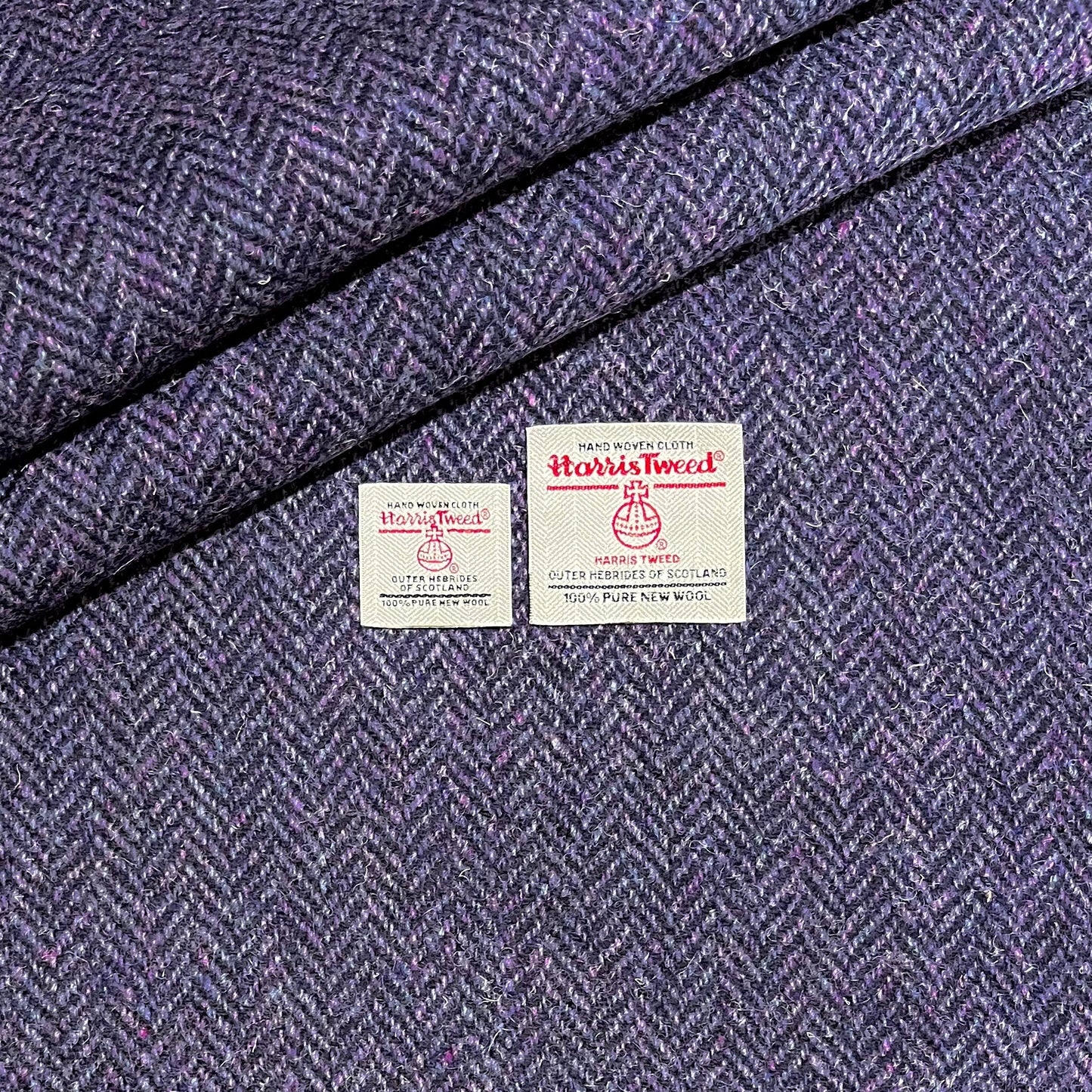 Dark Purple Herringbone Harris Tweed - BY THE METRE / HALF